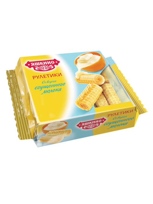 Вафельные рулетики ЯШКИНО со вкусом сгущенного молока, 160 г, КВ341