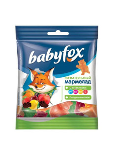 Мармелад жевательный в форме бегемотиков 70 г, BABYFOX, ВМ367