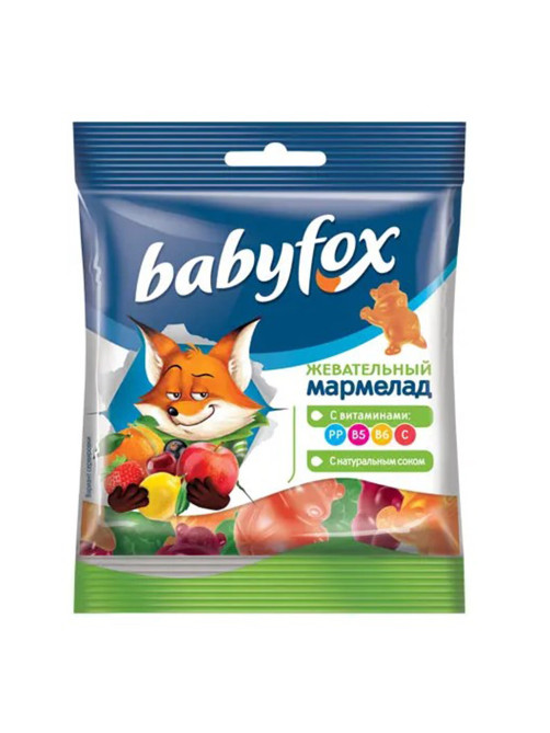 Мармелад жевательный в форме бегемотиков 70 г, BABYFOX, ВМ367