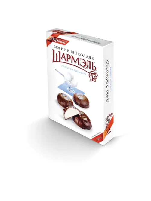 Зефир ШАРМЭЛЬ в шоколаде, со вкусом пломбира, 250 г, картонная коробка, 1050204101