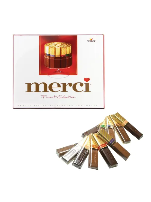 Конфеты MERCI ассорти из молочного и темного шоколада, 250 г, ГЕРМАНИЯ, 015409-35
