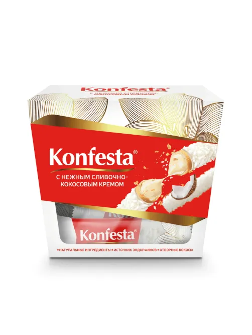Конфеты KONFESTA со сливочно-кокосовым кремом, вафельные, 150 г