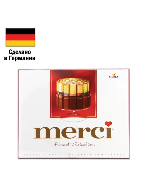 Конфеты MERCI ассорти из молочного и темного шоколада, 250 г, ГЕРМАНИЯ, 015409-35