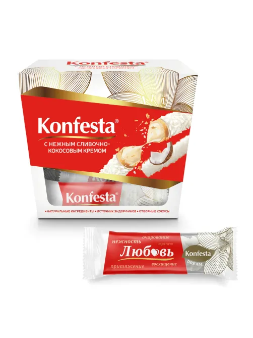 Конфеты KONFESTA со сливочно-кокосовым кремом, вафельные, 150 г