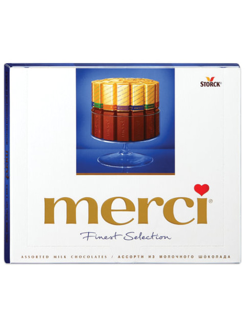 Конфеты MERCI ассорти из молочного шоколада, 250 г, ГЕРМАНИЯ, 015416-00/35/49