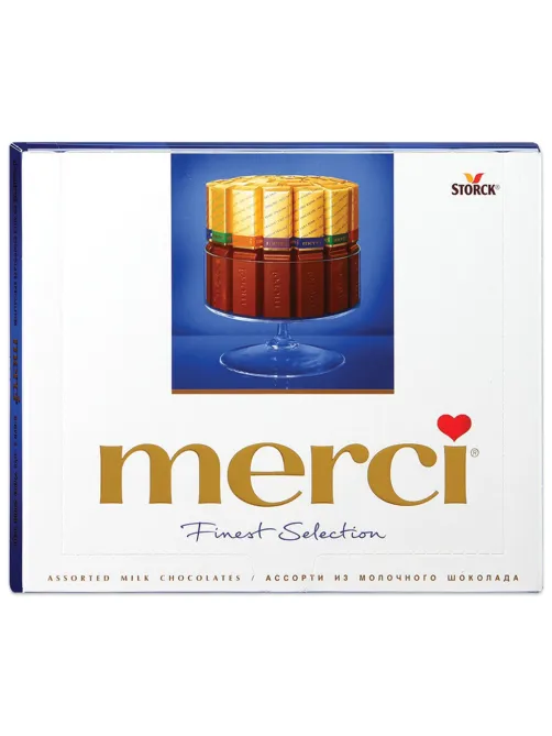 Конфеты MERCI ассорти из молочного шоколада, 250 г, ГЕРМАНИЯ, 015416-00/35/49