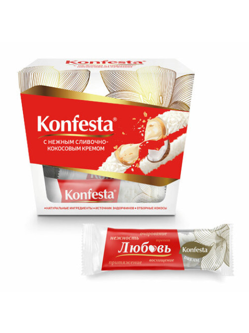 Конфеты KONFESTA со сливочно-кокосовым кремом, вафельные, 150 г
