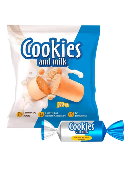 Батончики шоколадные COOKIES AND MILK молочные со сливочным печеньем, 500 г, РНК650