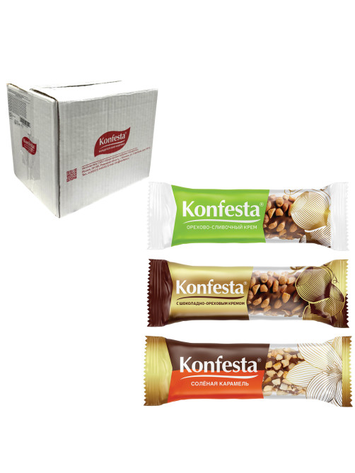 Конфеты KONFESTA ассорти (соленая карамель, шоколадно-ореховая, орехово-сливочная), 1100 г