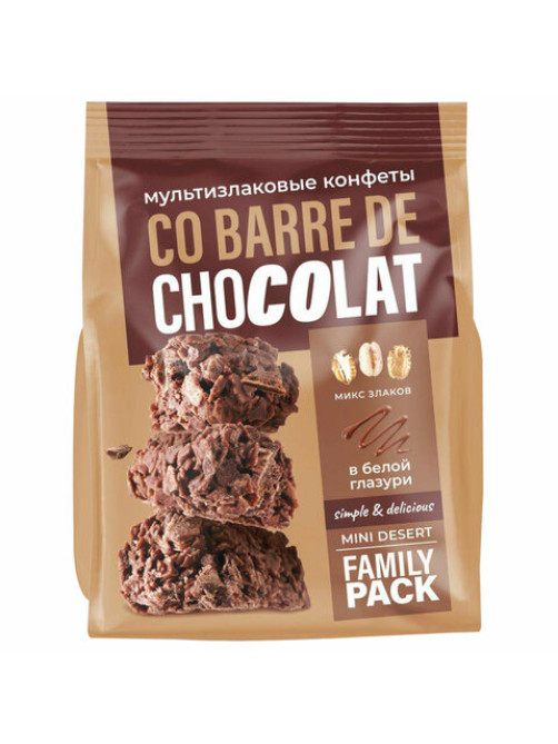 Конфеты мультизлаковые CO BARRE DE CHOCOLAT с темной глазурью, 135 г, УТ-00032333