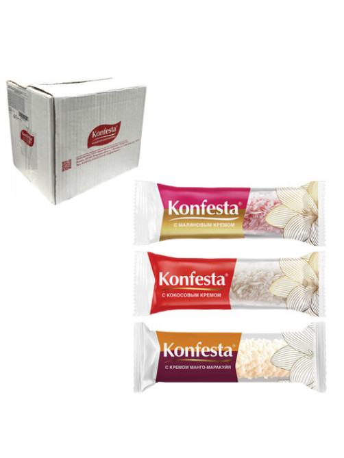 Конфеты глазированные KONFESTA ассорти (кокос, малина, манго-маракуйя), 1100 г