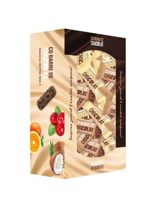 Конфеты мультизлаковые CO BARRE DE CHOCOLAT, ассорти в белой и темной глазури, 900 г