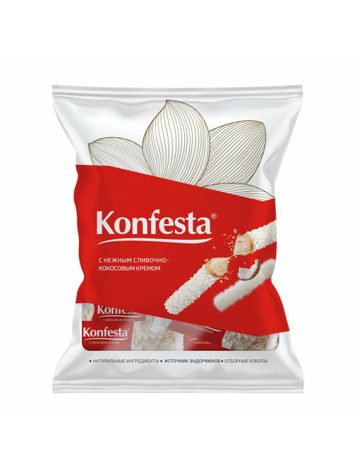 Конфеты KONFESTA со сливочно-кокосовым кремом, вафельные, 500 г, пакет
