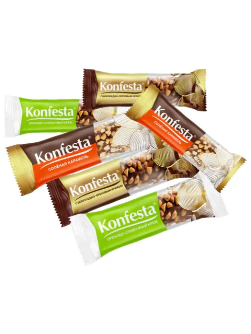 Конфеты KONFESTA ассорти (соленая карамель, шоколадно-ореховая, орехово-сливочная), 1100 г