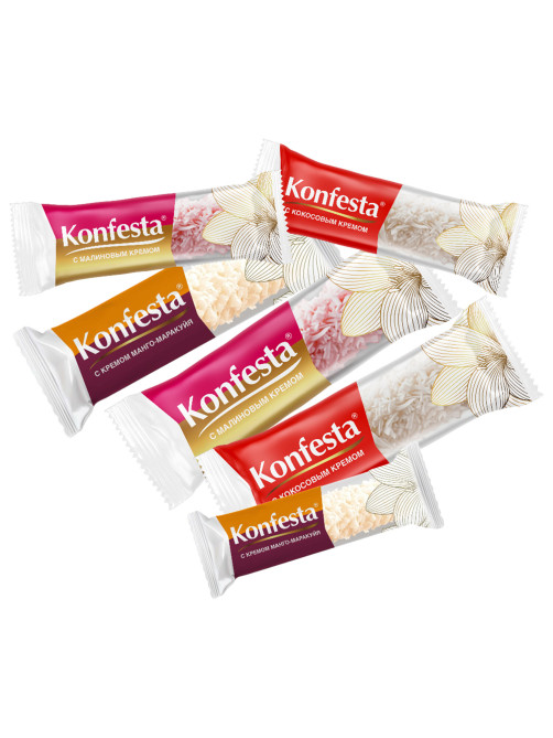 Конфеты глазированные KONFESTA ассорти (кокос, малина, манго-маракуйя), 1100 г