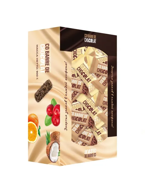 Конфеты мультизлаковые CO BARRE DE CHOCOLAT, ассорти в белой и темной глазури, 900 г