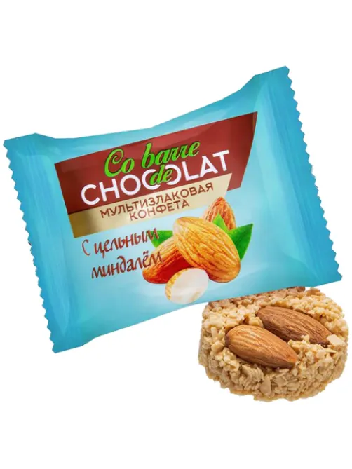 Конфеты мультизлаковые CO BARRE DE CHOCOLAT с цельным миндалем, 200 г, пакет, БП-00001137