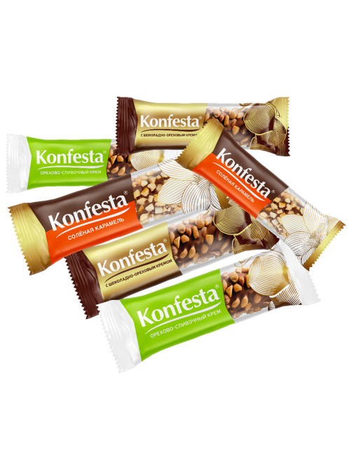 Конфеты KONFESTA ассорти (соленая карамель, шоколадно-ореховая, орехово-сливочная), 1100 г