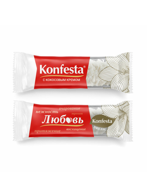 Конфеты KONFESTA со сливочно-кокосовым кремом, вафельные, 500 г, пакет