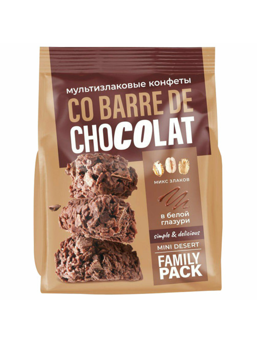 Конфеты мультизлаковые CO BARRE DE CHOCOLAT с темной глазурью, 135 г, УТ-00032333