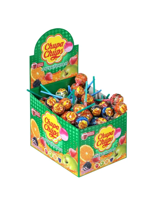Карамель CHUPA CHUPS (Чупа-Чупс) фруктовая с соком + кола, 12 г, 61888