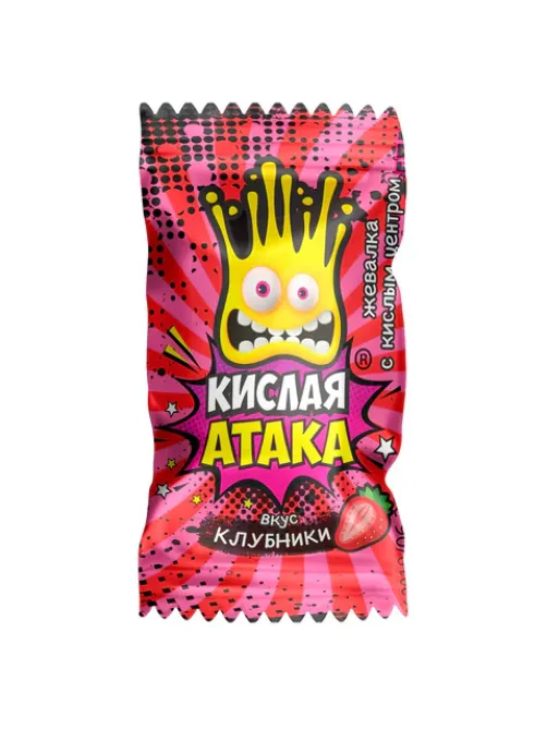 Конфета жевательная КИСЛАЯ АТАКА с кислым центром, ассорти 3 вкусов, 4,5 г, KA-1-1