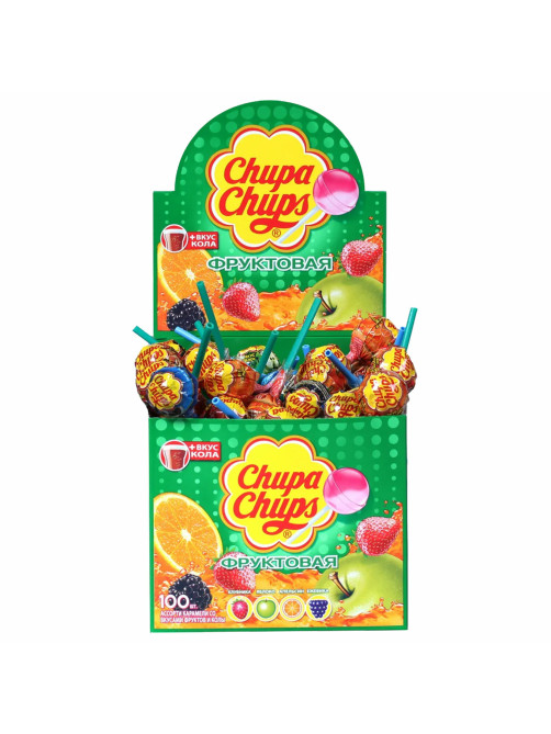 Карамель CHUPA CHUPS (Чупа-Чупс) фруктовая с соком + кола, 12 г, 61888