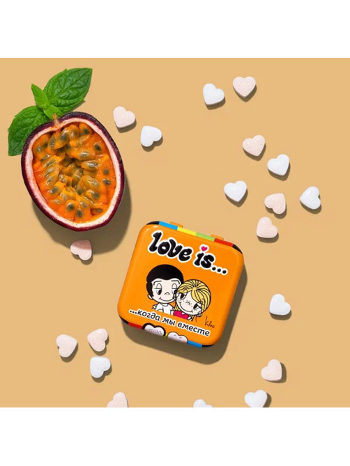 Драже освежающие в форме сердца LOVE IS, вкус маракуйя, 20 г, 709244