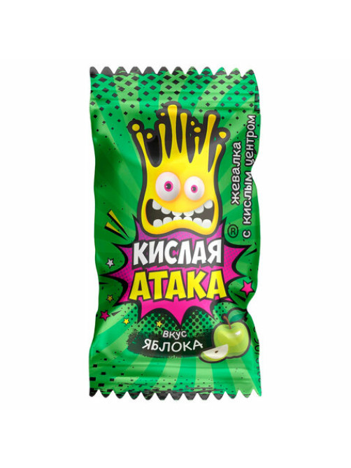 Конфета жевательная КИСЛАЯ АТАКА с кислым центром, ассорти 3 вкусов, 4,5 г, KA-1-1