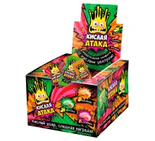 Конфета жевательная КИСЛАЯ АТАКА с кислым центром, ассорти 3 вкусов, 4,5 г, KA-1-1