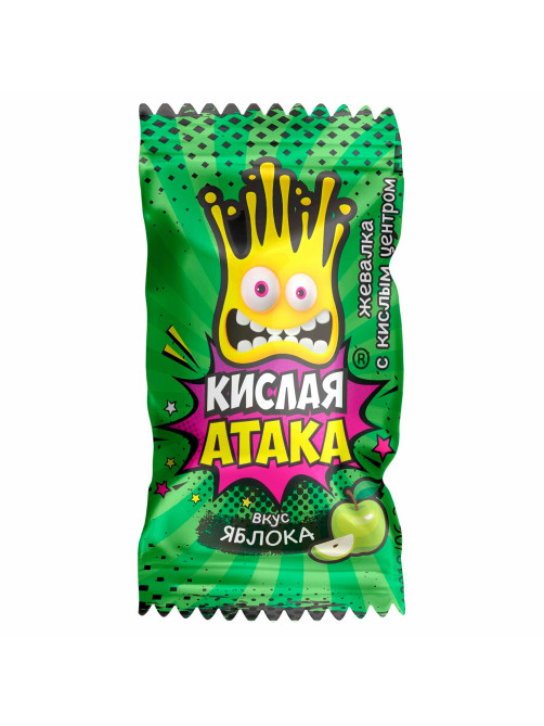 Конфета жевательная КИСЛАЯ АТАКА с кислым центром, ассорти 3 вкусов, 4,5 г, KA-1-1