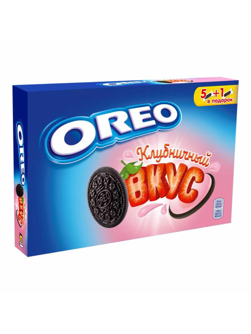Печенье OREO с какао и начинкой с клубничным вкусом, 228 г, 9001526