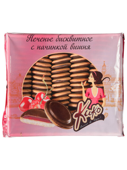 Печенье бисквитное глазированное КИКО со вкусом вишни 1,2 кг