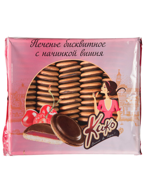 Печенье бисквитное глазированное КИКО со вкусом вишни 1,2 кг