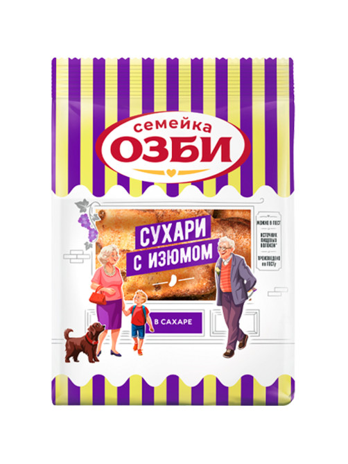 Сухари СЕМЕЙКА ОЗБИ с изюмом в сахаре, 300 г, 1269