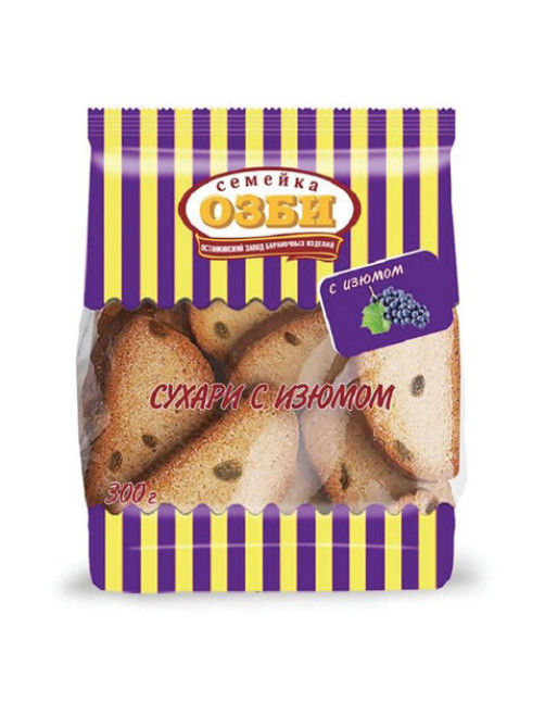 Сухари СЕМЕЙКА ОЗБИ с изюмом в сахаре, 300 г, 1269