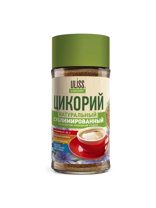 Цикорий ULISS сублимированный 85 г, стеклянная банка
