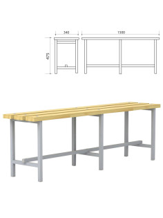 Скамья деревянная на металлокаркасе П-13Д(1500) (1500х340х475 мм)