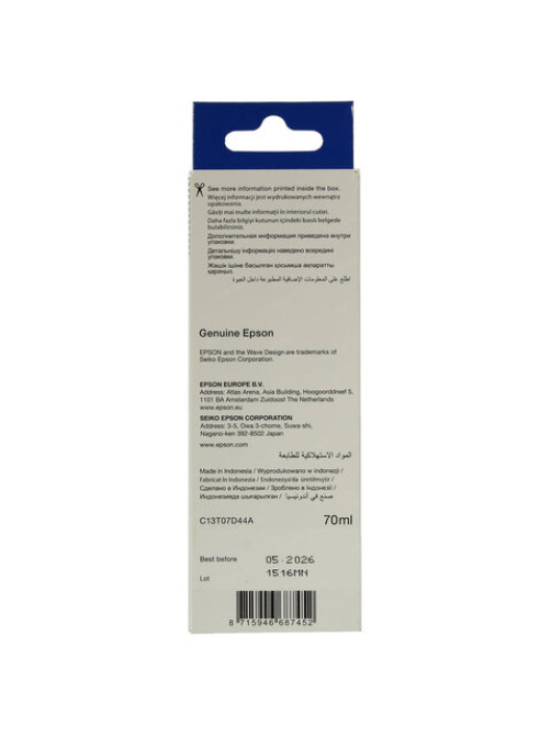 Чернила EPSON 115 (C13T07D44A) для СНПЧ L8160/L8180, желтые, объем 70 мл, ОРИГИНАЛЬНЫЕ