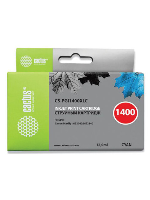 Картридж струйный CACTUS (CS-PGI1400XLC) для CANON МВ2040/МВ2340, голубой