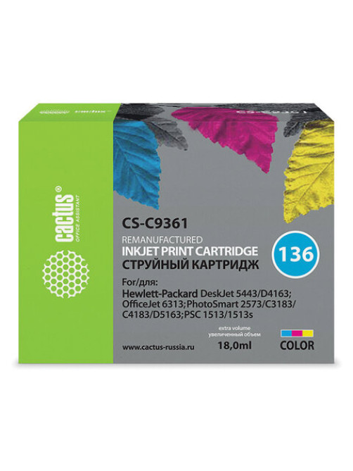 Картридж струйный CACTUS (CS-C9361) для HP Officejet 6313/Photosmart C3183, цветной