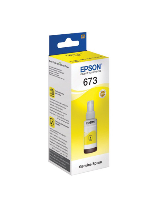Чернила EPSON 673 (T6734) для СНПЧ Epson L800/L805/L810/L850/L1800, желтые, ОРИГИНАЛЬНЫЕ, C13T67344A/498