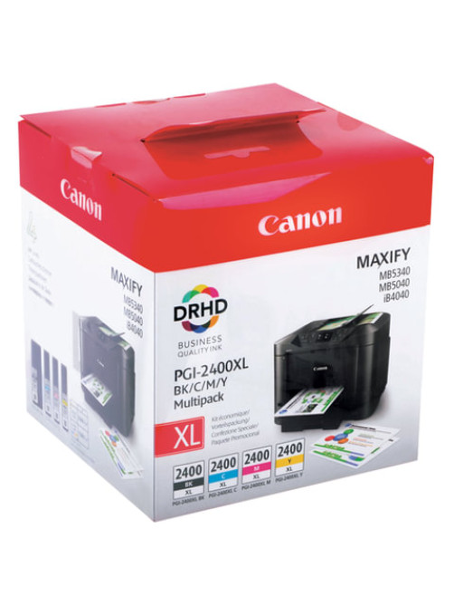 Картридж струйный CANON (PGI-2400XL BK/C/M/Y) iB4040/MB5040/MB5340, КОМПЛЕКТ, оригинальный, 4 цвета, 9257B004