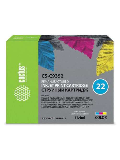 Картридж струйный CACTUS (CS-C9352) для HP Deskjet F2280/Officejet J3680, цветной
