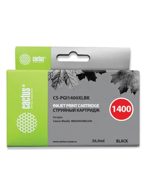 Картридж струйный CACTUS (CS-PGI1400XLBK) для CANON МВ2040/МВ2340, черный