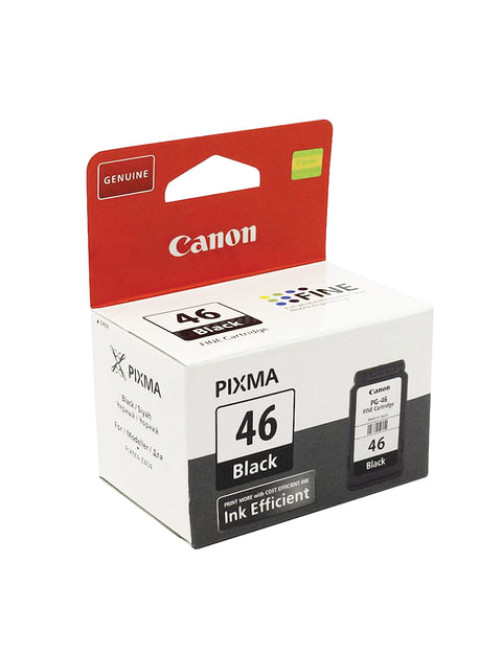 Картридж струйный CANON (PG-46) PIXMA E404/414/464/474/484/E3140, черный, оригинальный, ресурс 180 страниц, 9059B001