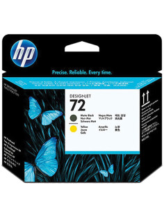 Головка печатающая для плоттера HP (C9384A) Designjet T610/795/1100 и др., №72, черная матовая и желтая, оригинальная