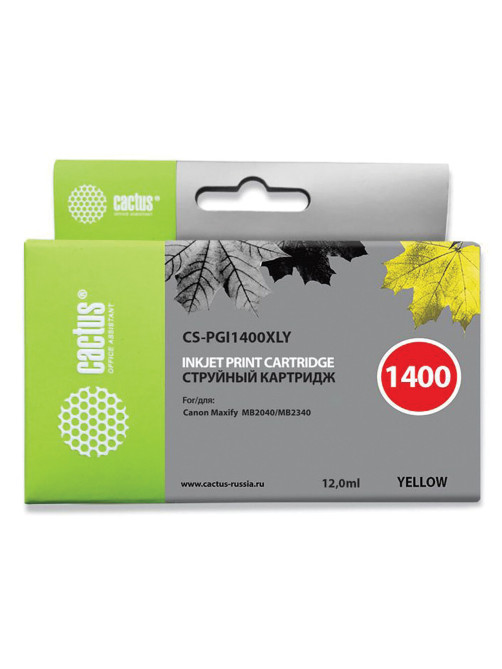 Картридж струйный CACTUS (CS-PGI1400XLY) для CANON МВ2040/МВ2340, желтый