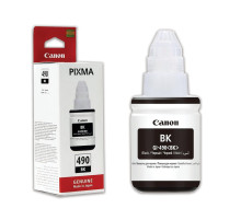 Чернила CANON (GI-490BK) для СНПЧ Pixma G1400\G2400\G3400, черные, ресурс 6000 стр., оригинальные, 0663C001