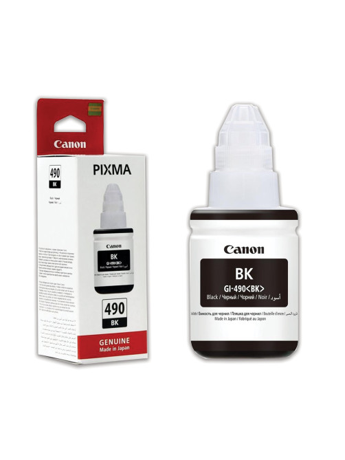 Чернила CANON (GI-490BK) для СНПЧ Pixma G1400\G2400\G3400, черные, ресурс 6000 стр., оригинальные, 0663C001